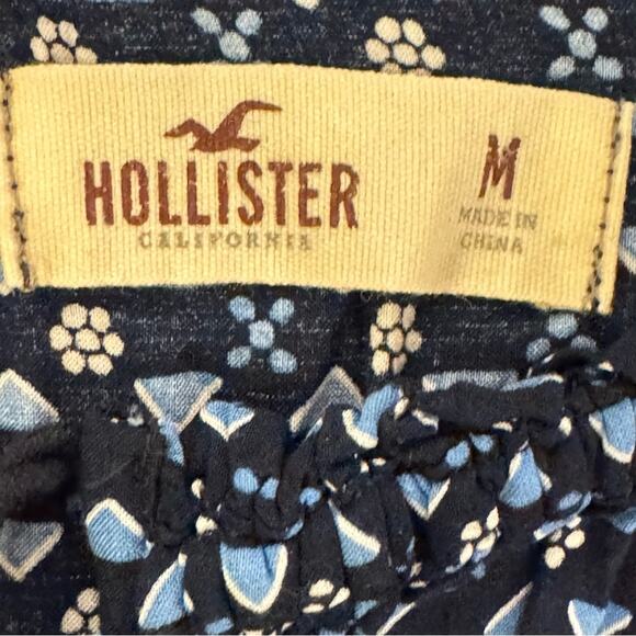 Hollister blue white a-line mini dress size medium M b29 - Picture 2 of 5